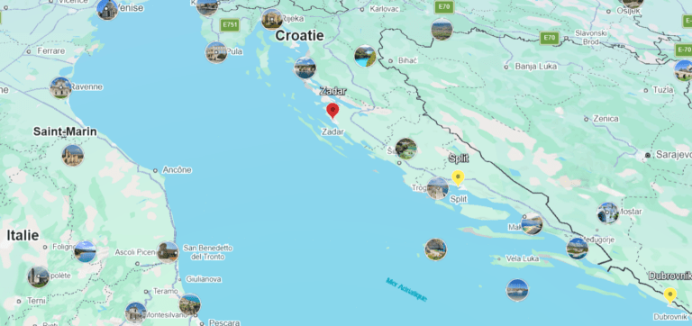 croisiere catamaran croatie zadar carte