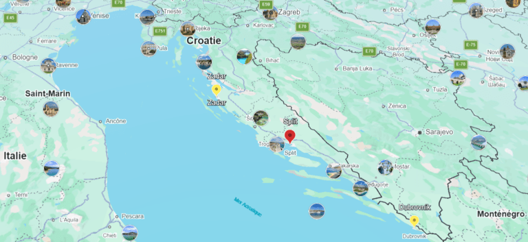 croisiere catamaran croatie split carte