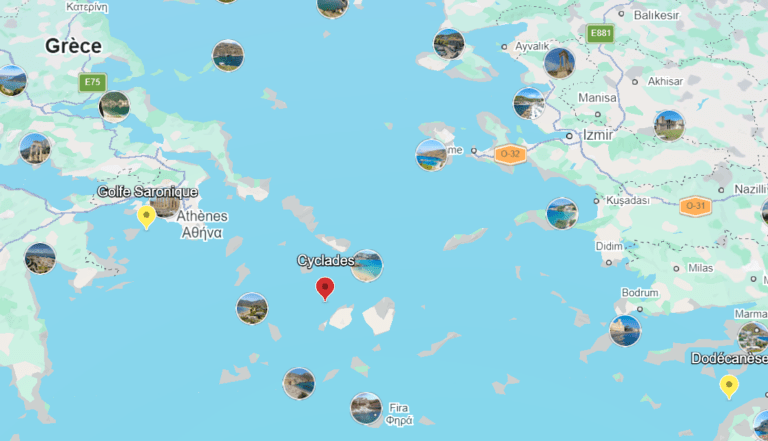 croisiere catamaran grèce les cyclades carte