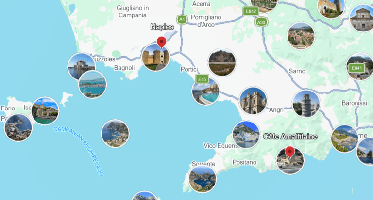 croisiere catamaran italie naples cote almafitaine carte