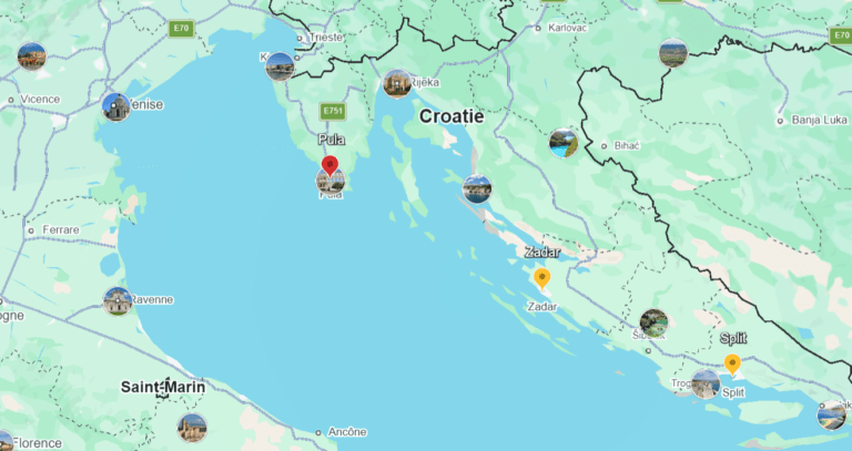croisiere catamaran croatie pula carte